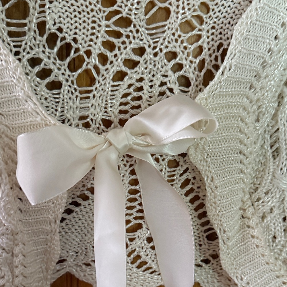 Say What? Cream Knit Shrug with Bow - Picture 4 of 4